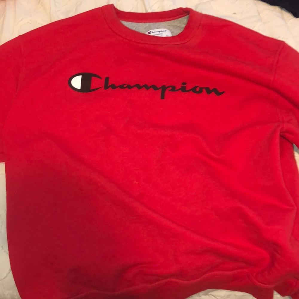 XL red champion crew neck